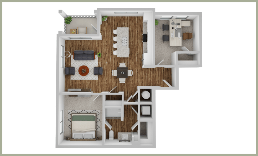 A3 - 1 bedroom floorplan layout with 1 bathroom and 948 square feet