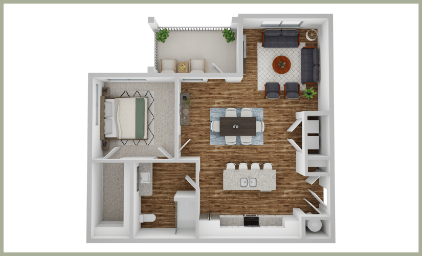A4 - 1 bedroom floorplan layout with 1 bathroom and 852 square feet